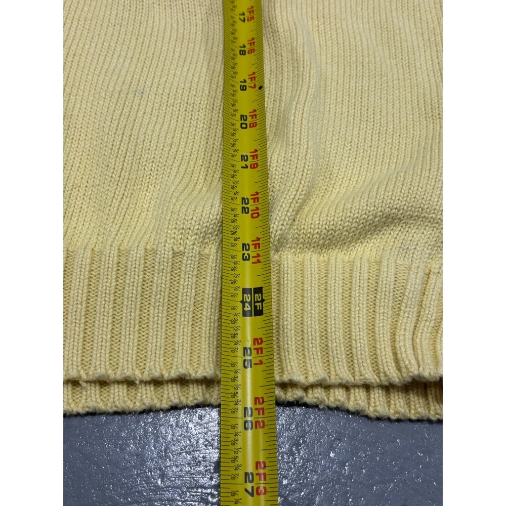 Polo Ralph Lauren Mens XL Yellow Cotton Ribbed Knit Crewneck Pony Logo Sweater - Picture 5 of 6